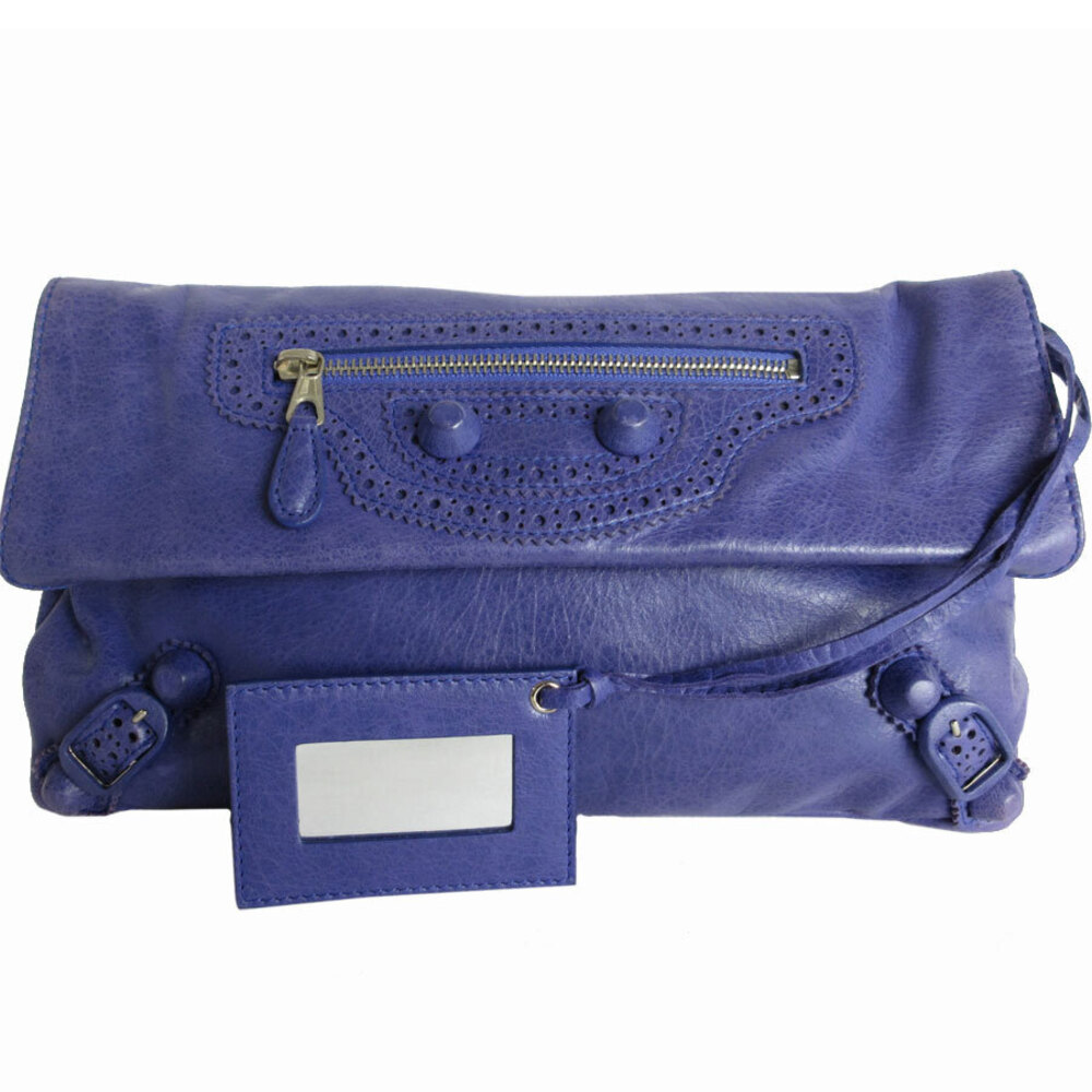 Balenciaga Giant Envelope Leather Clutch Bag Purple